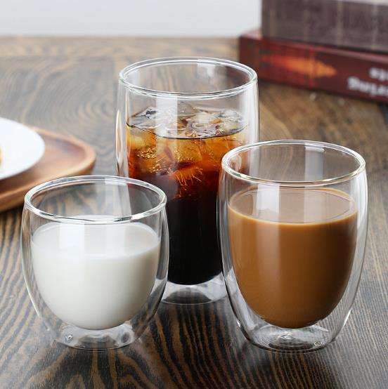 Glas-Kaffeetassen-Set, doppelwandige, isolierte Tassen, große Tassen für Tee, Latte, Cappuccino, Borosilikat-Klarglastassen