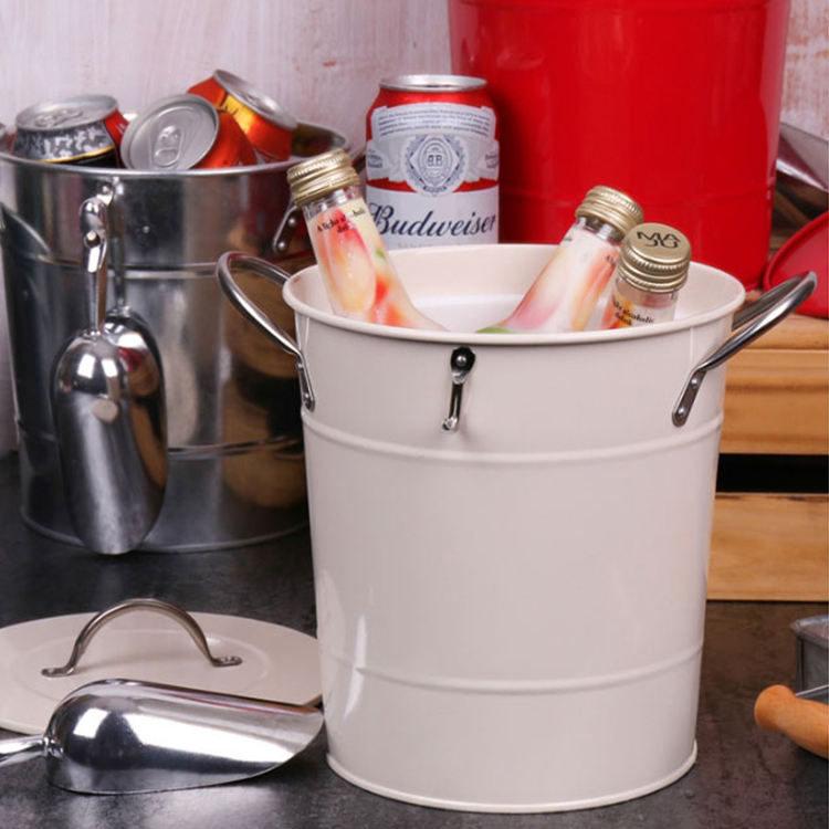 Eisaufbewahrung mit Deckel, Schaufel und Tragegriffen für Partys, Grillen, Picknicks, Camping, Eiskübel aus verzinktem Stahl