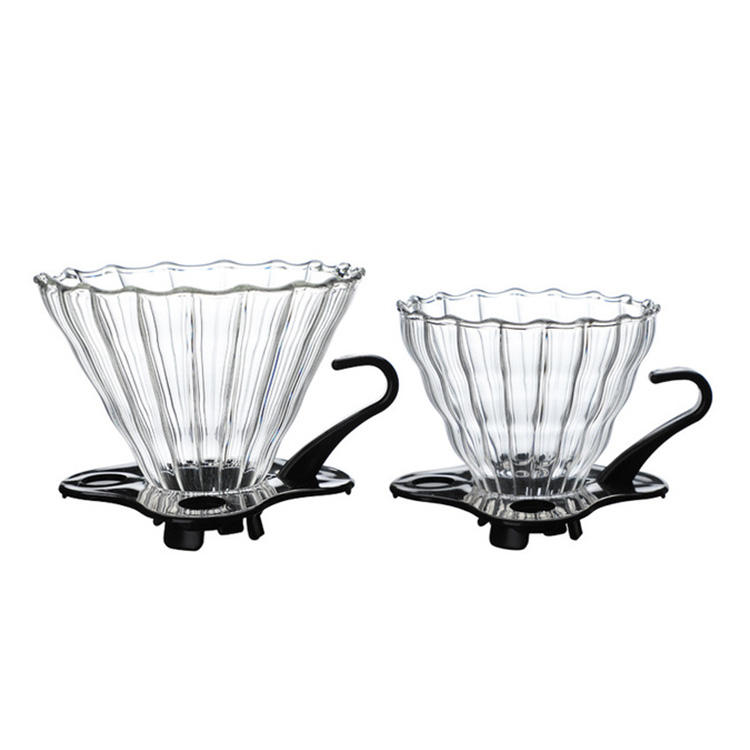 Heißer Verkauf Kaffee Dripper V60 Hitzebeständige Glas Kaffee Filter für Barista Kaffee Brühen Tasse 2-4Cups