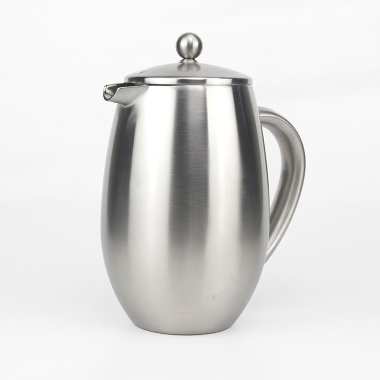 Satinierte 34-Unzen-Kaffeepresse, doppelwandiger Edelstahl, spülmaschinenfest, französische Presse