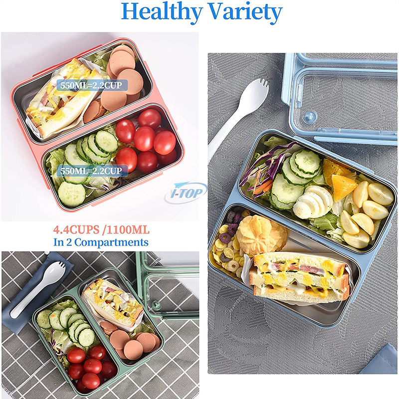 Großhandel für Erwachsene und Kinder, auslaufsichere Lunch-Bento-Box, Lebensmittelaufbewahrungsbehälter, Lunchbox aus Edelstahl 304 mit Deckel