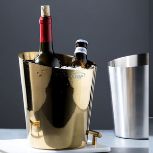 Benutzerdefinierte Kapazität 4 Liter großer Eisbehälter Gold Bier Eiskübel Edelstahl Champagner Eiskübel mit Griff