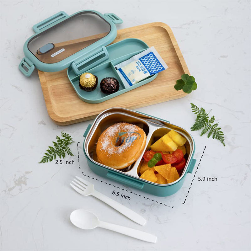 470 ml BPA-freie Lunchbox für Kinder, auslaufsichere Lebensmittelbehälter aus Edelstahl, thermische Bento-Lunchbox mit Tasche