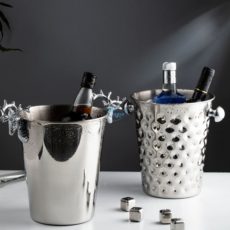 Großhandel 4L Silber Weinkübel Kühler Metalleimer Verzinkter Eiskübel für Camping