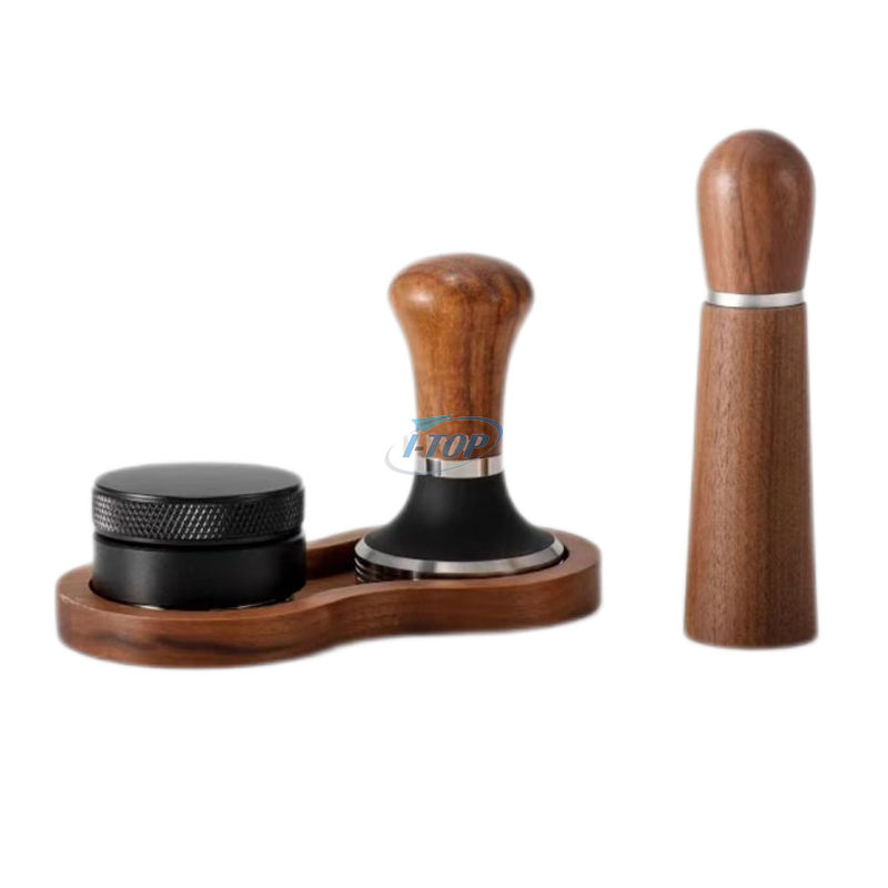 Kaffee-Stampferset mit Holzgriff, Kaffeehammer-Stampfset und Werkzeug mit Kaffeerührer zur Verteilung