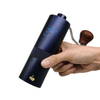 Metallisch blaue Kaffeemühle, verstellbarer Grat, Edelstahl, tragbar, manuelle Hand-Mini-Kaffeebohnenmühle, Holzgriff