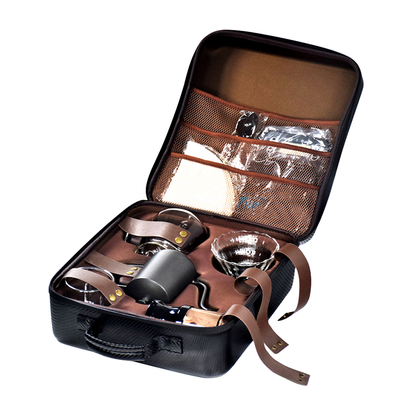 Hersteller Handbrühkanne Individuelles Logo Tragbarer Outdoor-Camping-Reise-Geschenkbox-Maker Drip Pour Over V60 Kaffeeset Kaffeeset