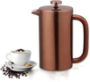French-Press-Kaffeemaschine aus Edelstahl 304, inklusive Clip-Schaufel, fingerabdruckbeständig, doppelwandig isoliert