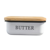 Behälter aus Metall mit Deckel aus Bambusholz für die Küche, Aufbewahrungsbox aus Metall für Zucker und Käse, Butterdose