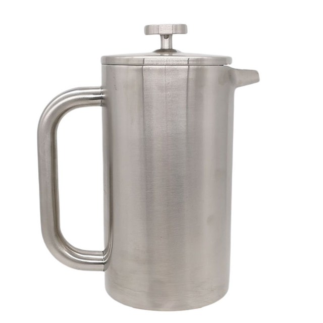 Satinierte Kaffeepresse aus Edelstahl, spülmaschinenfest, Weihnachtsgeschenk, Heimbüro, doppelwandige französische Presse