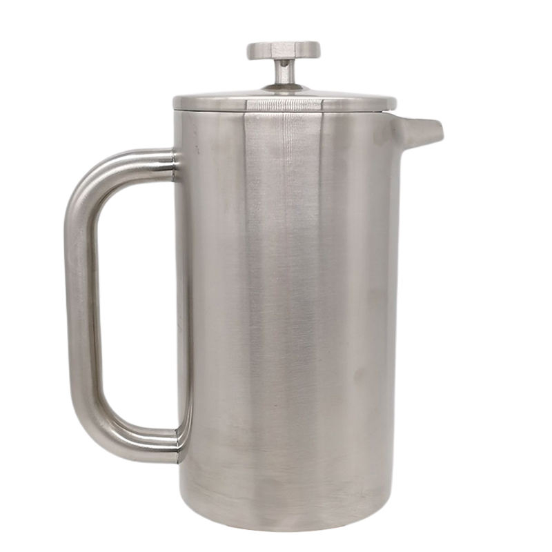Satinierte Kaffeepresse aus Edelstahl, spülmaschinenfest, Weihnachtsgeschenk, Heimbüro, doppelwandige französische Presse