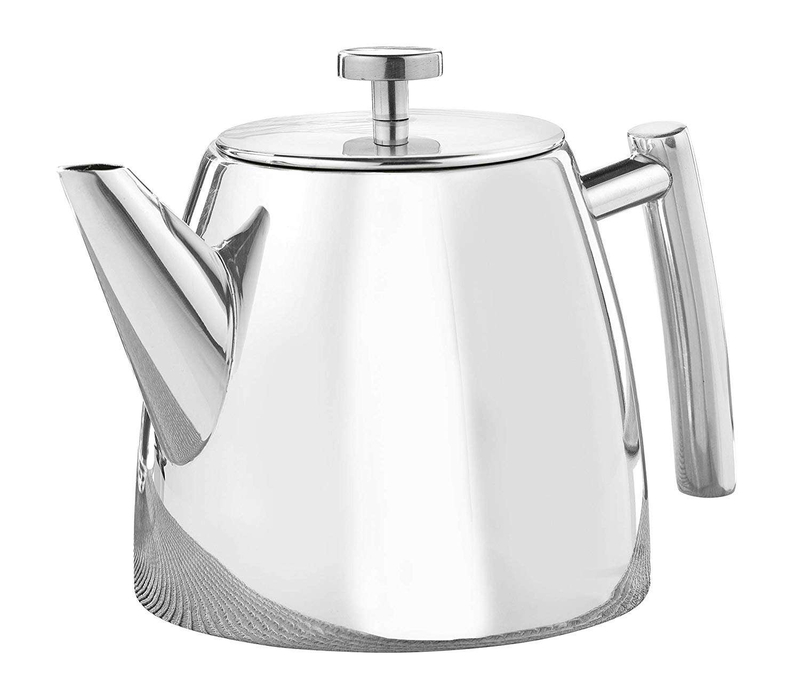 1,2 l hitzebeständiger, satinierter Teekessel. Doppelwandige Teekanne aus Edelstahl mit Teesieb
