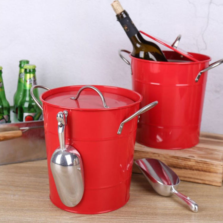 Eisaufbewahrung mit Deckel, Schaufel und Tragegriffen für Partys, Grillen, Picknicks, Camping, Eiskübel aus verzinktem Stahl