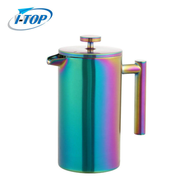 Rainbowl Painting French Press, spülmaschinenfest, doppelwandiger Edelstahl, Kaffee-French-Press