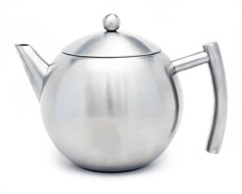 Edelstahl-Teekanne mit Teesieb, 900–1500 ml, Teewärmer mit Teekannen-Ei für losen Tee
