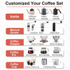 Outdoor-Kaffeemaschine V60 Set, Kaffeetropfmühle mit Edelstahl und Wasserkocher, Glas, Timer-Skala, Reisetasche, geeignet für Geschenke