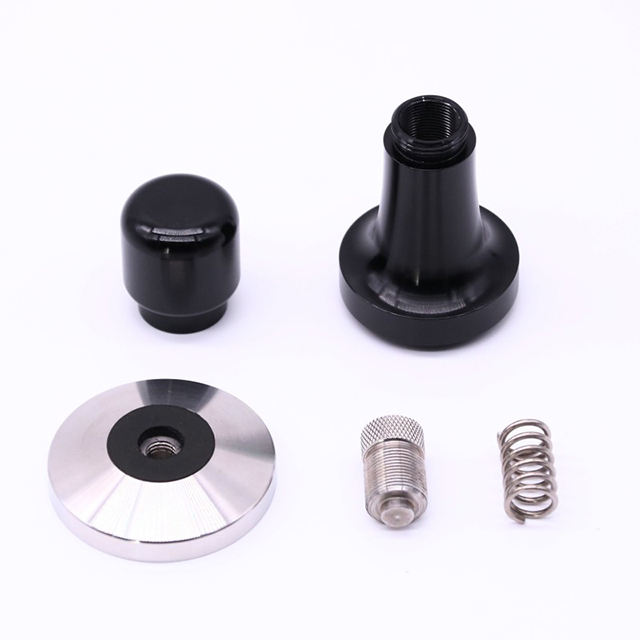 Schwarzer Aluminiumgriff und Ständer, Barista-Espresso-Tamper, 51–58 mm Basis, Kaffee-Tamper mit Feder
