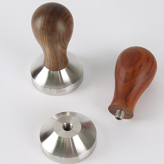 Barista-Espresso-Kaffeepresse mit Tamper-Matte, Tamper mit 304-Edelstahlbasis, Holzgriff, Kaffee-Tamper