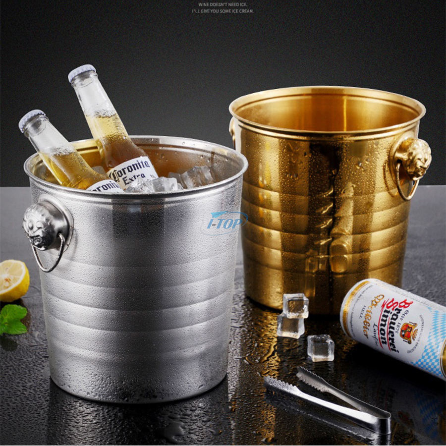 Bar Tools 3,5 Quart isolierter doppelwandiger Eiskübel aus Edelstahl mit Sieb
