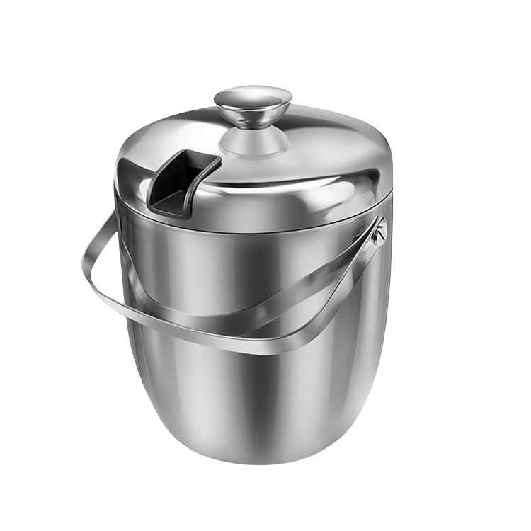 Eiskübel, isoliert mit Zange und Deckel, 3,4 Quart, für Partys und Bar, doppelwandig aus Edelstahl mit Sieb