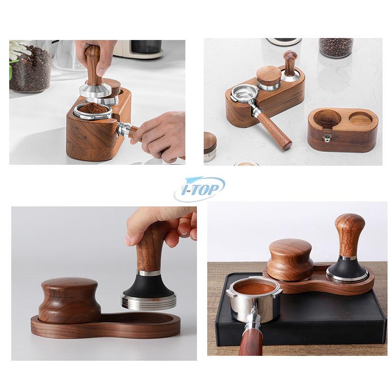 Kaffeefilter-Manipulationshalter 58 mm Espresso-Tampermattenständer aus Holz Tamping-Station Espresso-Tamperhalter mit rutschfesten Füßen