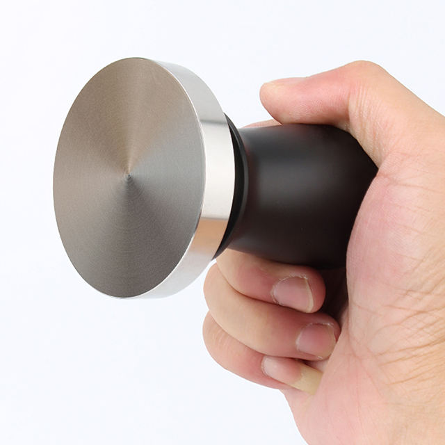 Espresso-Stampfer, Barista-Kaffee-Stampfer mit federbelastetem, 100 % flachem Edelstahl-Basis-Kaffee-Stampfer