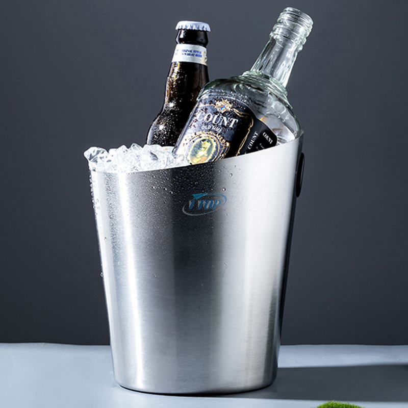 Maßgeschneiderter 3-Liter-Eiskübel für Champagner und Wein, hält stundenlang kühl, isolierter Eiskübel aus Edelstahl für die Cocktailbar