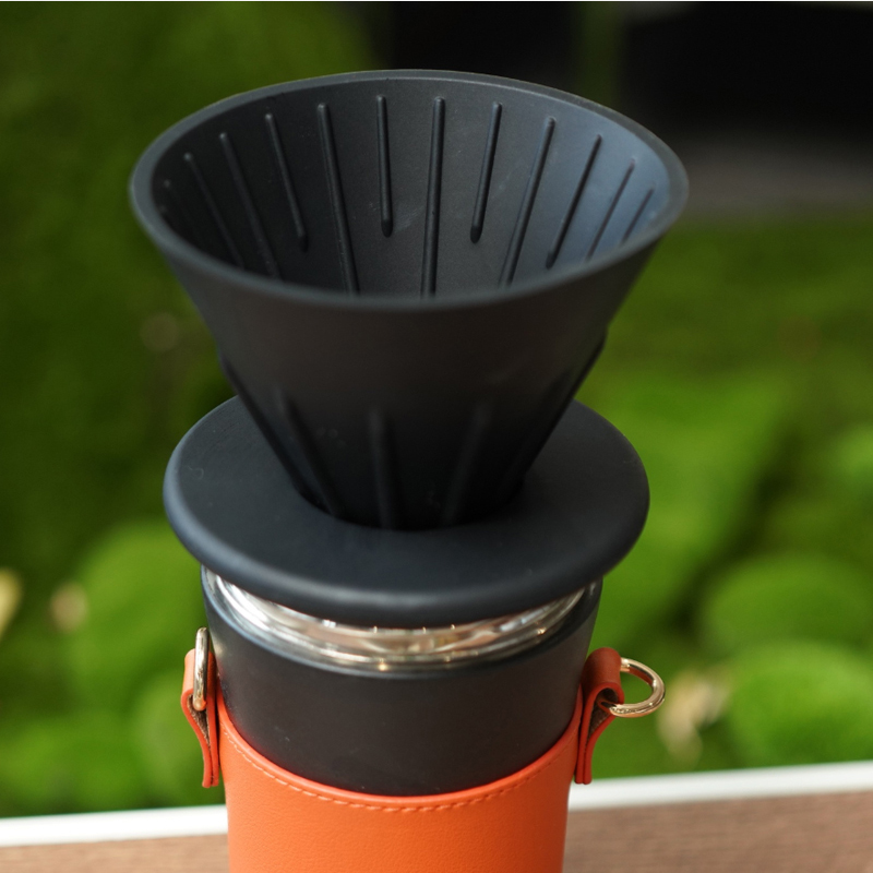 Wiederverwendbarer, faltbarer Kegelfilterhalter, zusammenklappbarer Kaltbrüh-Tropffilter zum Übergießen von Kaffee aus Silikon