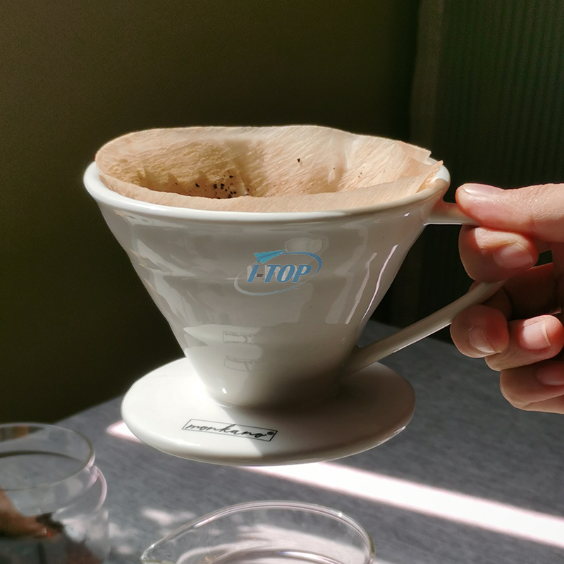 Kundenspezifischer, mehrfarbig geprägter V60-Kaffeefilter aus Porzellan, Keramik zum Übergießen von Kaffee