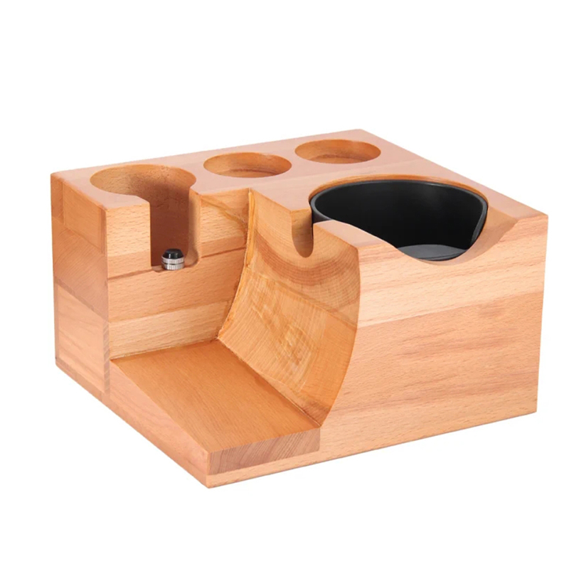 Kaffeeklopfbox aus natürlichem Walnussholz, Kaffee-Manipulationsstation, Tamper-Ständer, Siebträgerständer, Siebträgerstation