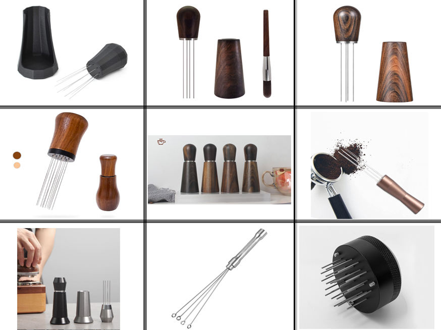 WDT Tool Espresso-Kaffeerührer, professionelles Barista-Nadelverteilungswerkzeug mit 0,4 mm Nadel und Ständer