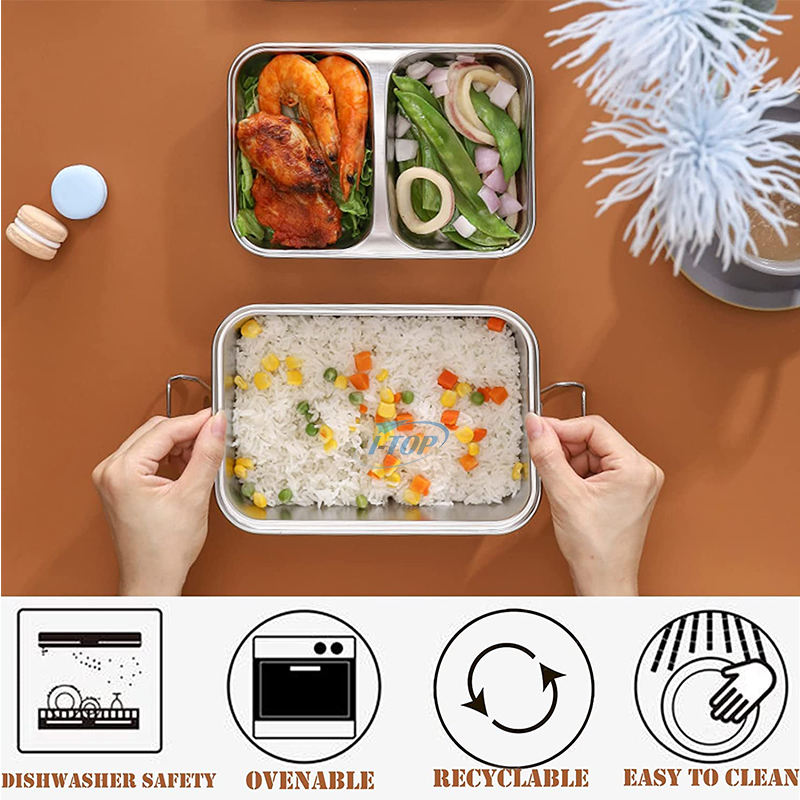 Großhandel für Erwachsene und Kinder, auslaufsichere Lunch-Bento-Box, Lebensmittelaufbewahrungsbehälter, Lunchbox aus Edelstahl 304 mit Deckel