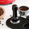 Schwarzer Aluminiumgriff und Ständer, Barista-Espresso-Tamper, 51–58 mm Basis, Kaffee-Tamper mit Feder