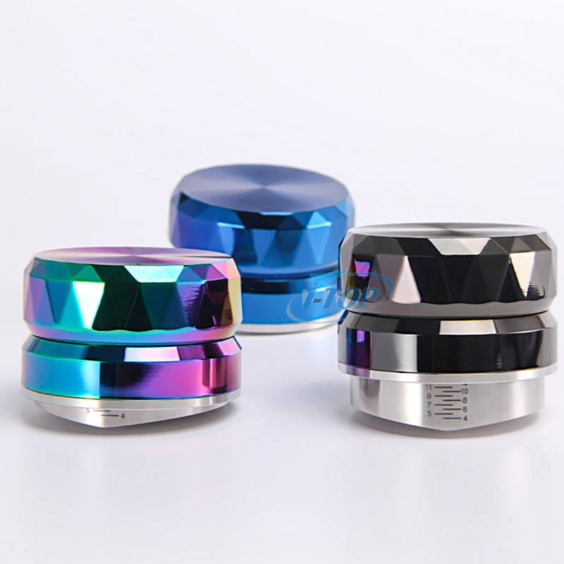 Metallic-Blau, verstellbarer Kaffeeverteiler, Basis aus Edelstahl 304 zum Glätten von Kaffeepulver, Kaffee-Nivellierer