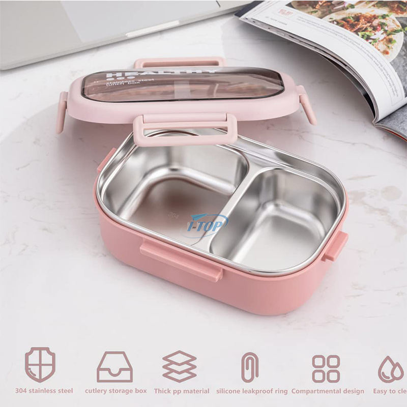 470 ml BPA-freie Lunchbox für Kinder, auslaufsichere Lebensmittelbehälter aus Edelstahl, thermische Bento-Lunchbox mit Tasche