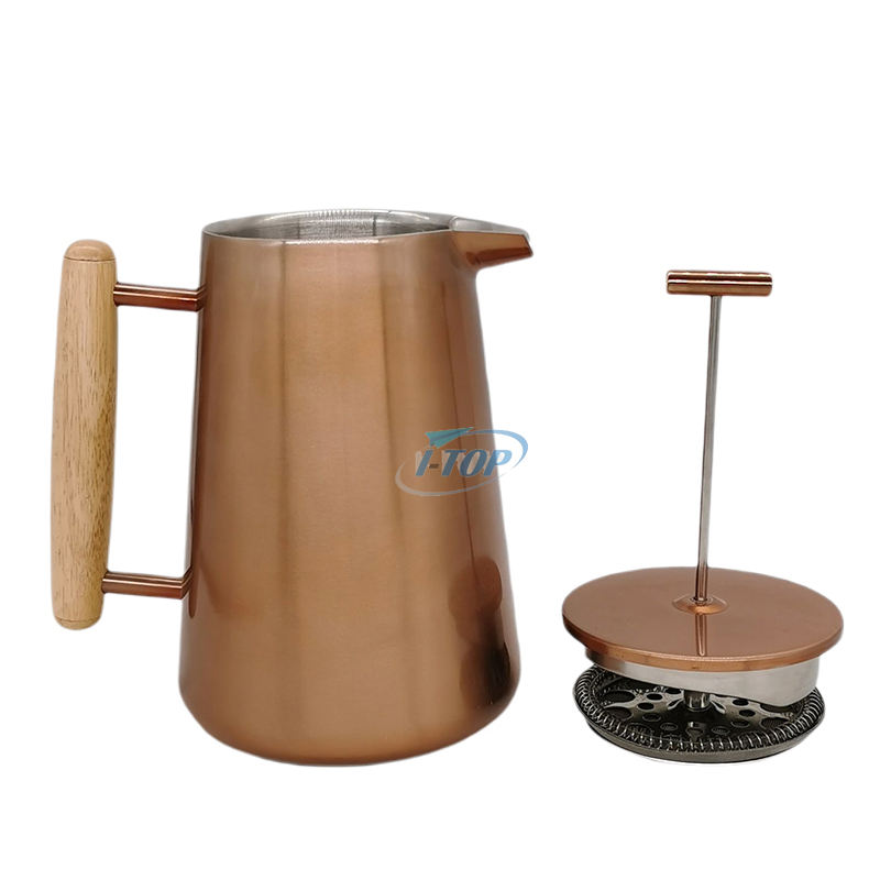 French-Press-Kaffeemaschine aus Edelstahl der Güteklasse 304, 1 Liter, mit 4-stufigem Filtersystem, doppelwandige Kaffeepresse
