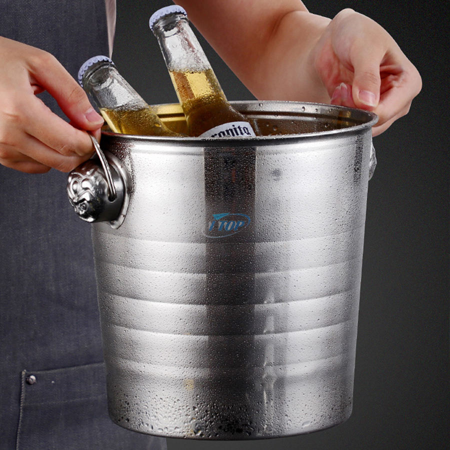 Maßgeschneiderter kleiner, isolierter 3-Liter-Eiskübel aus Edelstahl für Partys und Cocktailbars