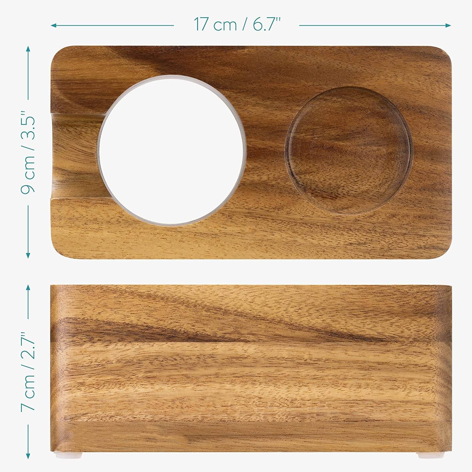 Kaffee-Manipulationsstation aus Holz – 51 mm Tamper-Halter für Espressomaschinen-Zubehör – Holz-Siebträgerständer für Coffee Shop