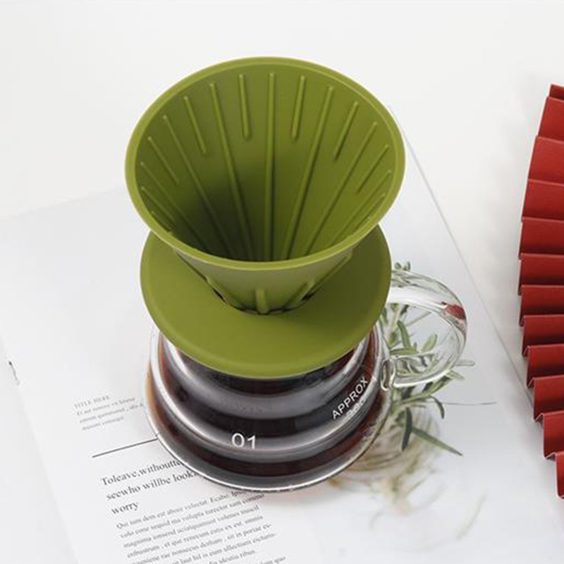 Wiederverwendbarer, faltbarer Kegelfilterhalter, zusammenklappbarer Kaltbrüh-Tropffilter zum Übergießen von Kaffee aus Silikon