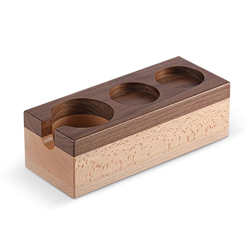 Kaffeeklopfbox aus natürlichem Walnussholz, Kaffee-Manipulationsstation, Tamper-Ständer, Siebträgerständer, Siebträgerstation