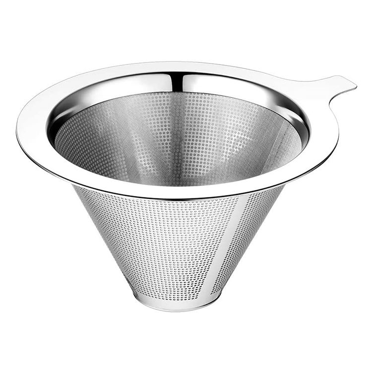 Wiederverwendbarer Kaffeefilter, Tropfsieb, Kaffeetropfer, Edelstahl, Metall, goldfarbenes Netz, Sieb, Kegel, Kaffeefilter