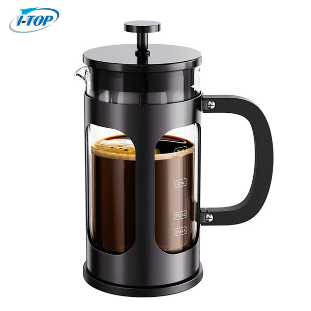 I-TOP GFP10 Amazon heiß verkaufte kundenspezifische Kaffee-French-Press mit Kolben-Borosilikatglas-Kaffeemaschine French Press