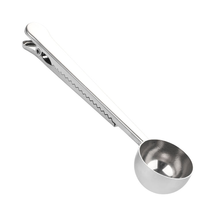 Bunter Messlöffel, lebensmittelechter Metall-Kaffeelöffel, Gold-Edelstahl-Kaffee-Messlöffel, Schaufel mit Verschlussclip