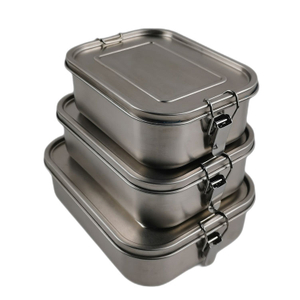 Bento-Lunchbox aus lebensmittelechtem, rechteckigem Metall und Edelstahl