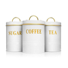 Lieferant, Küche, Speisekammer, Organisation, Kaffee, Zucker, Behälter, weiße Farbe, luftdichtes Edelstahl-Kanister-Set zur Aufbewahrung von Lebensmitteln