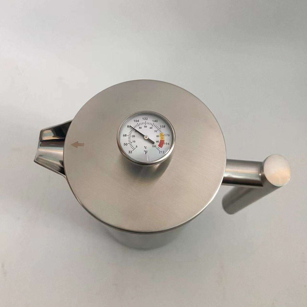 French Press, klassischer Stil, Edelstahl, isoliert, doppelwandig, 900 ml, French Press mit individuellem Logo-Thermometer