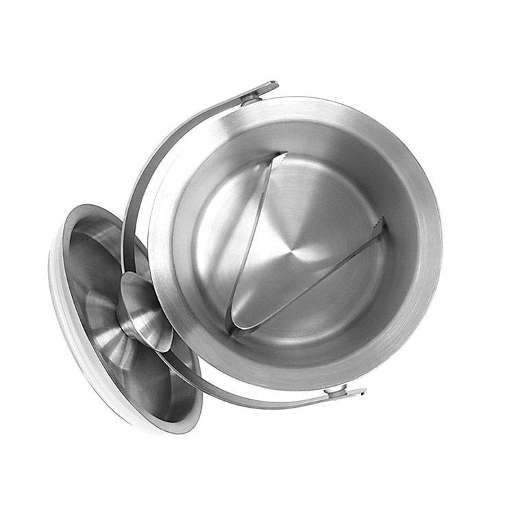 Doppelwandiger, isolierter, tragbarer Eiskübel aus Edelstahl mit Deckel und Eiszange inklusive Sieb hält das Eis kalt und trocken