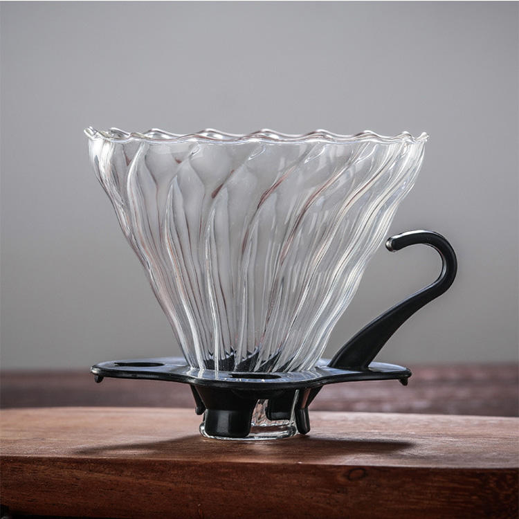Heißer Verkauf Kaffee Dripper V60 Hitzebeständige Glas Kaffee Filter für Barista Kaffee Brühen Tasse 2-4Cups
