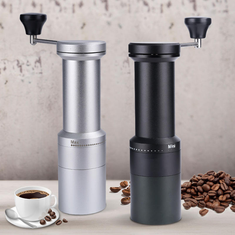 Manuelle Kaffeemühle mit Edelstahlgrat, einstellbare Einstellungen, Handkaffeemühle, Luftfahrt-Aluminium, manueller Stahlkern