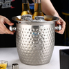 4 Quarts gehämmerter Metall-Getränkeeimer, Champagner, Wein, länger einfrieren, isolierter Eiskübel mit Griff